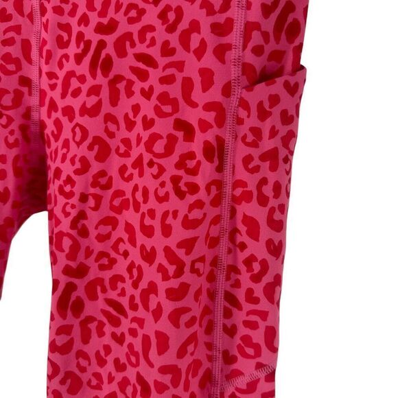 Fabletics PureLuxe Leggings Size M Pink Animal Print Phone Pocket Active Wear - Picture 7 of 9